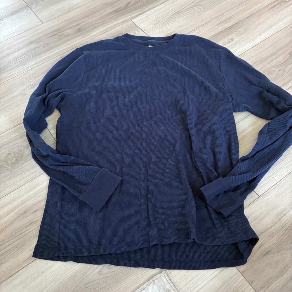 Old Navy Mens XL Navy Blue Soft Washed Thermal Waffle Knit‎ Long Sleeve Shirt